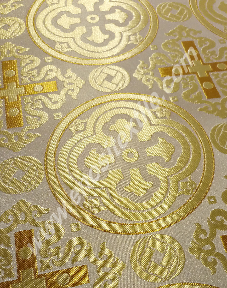 KL-037 White-Gold Brocade Fabrics